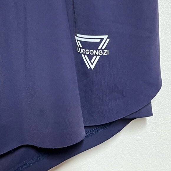 New Womens Luogongzi 2 in 1 Flowy Running Navy Shorts Sz M - Picture 10 of 12